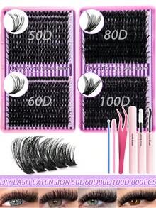 Queenice 2560/800/160PCSLarge-Capacity False Eyelash Set: Mixed-Style Lash Extension Set With Natural/Dense/Extra-Thick/Manga Styles. Suitable For Parties, Festivals, Weddings. Reusable Individual Lashes - Multicolor - View 11