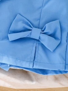 2件套女童优雅纯色蝴蝶结装饰吊带背心和短裤套装，夏季