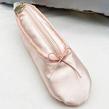1 Piece Retro French Ballet Shoe Design Pencil Case, Large-Capacity Cosmetic Bag, Portable And Exquisite Multi-Functional Storage Bag, Suitable For Stationery, Pencils, Lipstick, Eyebrow Pencil, Eyeliner - Polyester, Hand Or Dry Cleaning, Cosmetic Bag - Hồng - Xem 5