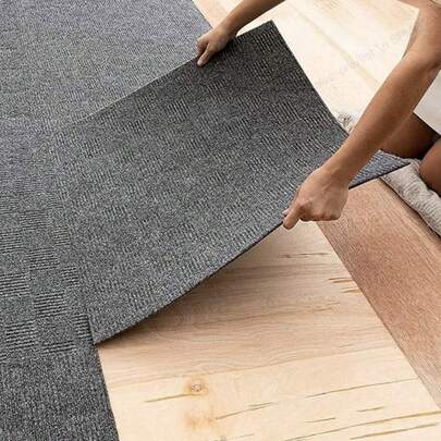 10pcs Self-Adhesive Carpet Tiles, Peel & Stick! Anti-Slip , Can Be Trimmed Freely, DIY Customized Flooring Super Convenient. Modern Minimalist Square Design, Suitable For Bedroom, Study, Office, Indoor & Outdoor Commercial Scenarios