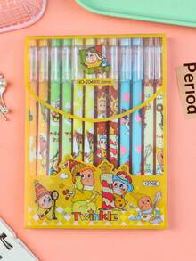 12pcs/Box Kpop Demon Hunters Cartoon Witch Girl Group Star Design Erasable Neutral Pens, Thermal Erasable Pens, Student Writing Pens, Back To School Gift - Multicolor - View 9