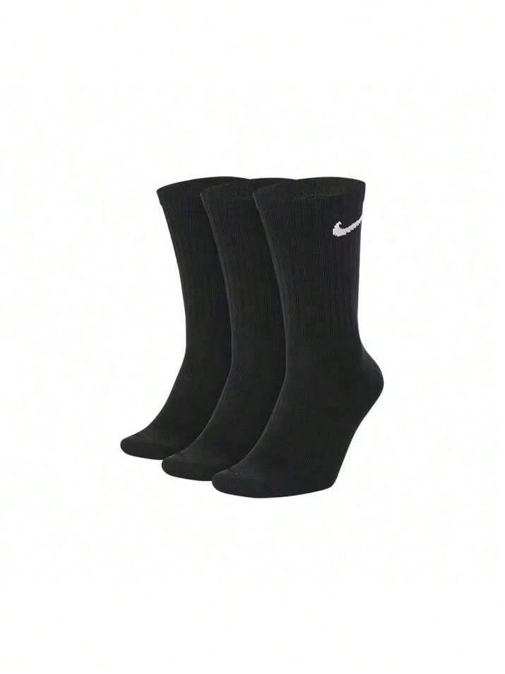 3-Pack Nike Logo High Top Sports Socks, Unisex Training & Fitness Mid-Calf Socks, White - Black - View 1