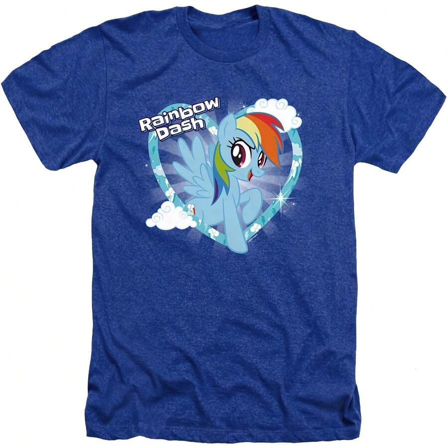 Rainbow Dash Uni Adult Heather T Shirt For Men And Women All Seasons,220g Pure Cotton Single-Sided Printed Crew Neck Short-Sleeved T-Shirt,Unisex Top,Base Layer - 顏色3 - 查看 1