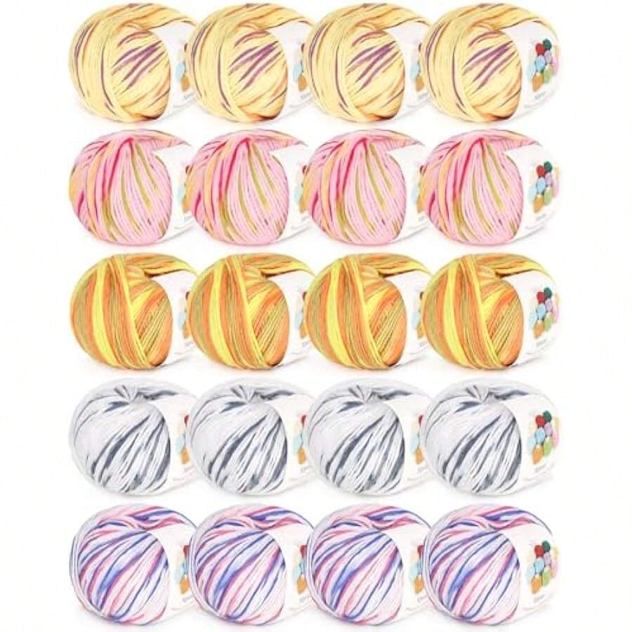 Super Soft Milk Cotton Yarn-Great Crochet And Knitting Starter Kit For Colorful Craft ,20 Skeins Cotton Yarn For Crocheting-55% Cotton 45% Acrylic-4 Medium (Worsted)Local Shipping - 顏色 G - 查看 1