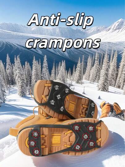 1 Pair Outdoor Anti-Slip Shoe Covers, Suitable For Snow, Ice, Climbing, Hiking, Outdoor Walking, Blade Protection, Anti-Slip Spikes, Sole, Snow Scratch Design, Lightweight Design, Nail Chain Claw, Winter Outdoor Application, 5-Claw Nail Claw, 8-Tooth Claw Nail, Anti-Slip Shoe Covers, Anti-Slip Climbing Gear, Simple Tooth Claw Outdoor Shoe Covers