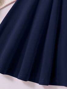 Vestido casual de manga corta con cuello polo y estampado para niñas - azul real - Ver 5