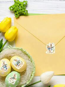 500张/卷 复活节兔子胡萝卜贴纸标签，复活节春季兔子图案标签贴纸，适用于笔记本电脑、水瓶、行李箱、电脑、手机等，复活节礼物装饰，复活节自粘贴纸，适用于DIY礼物、烘焙包装，复活节快乐活动派对包装贴纸，信封贴纸标签，包装封口贴，复活节装饰，礼物包装用品，复活节礼物，派对小礼品 - 查看 9