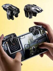 手机游戏扳机键 - 兼容和安卓系统的手机游戏控制器，六指操作一键双控，超灵敏无延迟后坐力控制，游戏按键安装简便，游戏玩家的理想礼物 - 黑色 - 查看 3