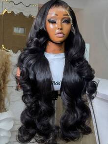 Body Wave 200% Density 13x4 HD Transparent Lace Frontal Human Hair Wigs 38 40 Inches Brazilian Pre Plucked With Baby Hair Water Wave Lace Front Wig For Women Natural Black - Natural Black - 查看 3