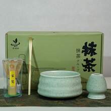 1件/4件/5件套抹茶碗陶瓷日式抹茶搅拌器套装，竹制抹茶勺，抹茶刷，松台茶道礼盒，返校套装，节日礼盒 - 彩色 - 查看 13