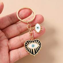 1pc Women's Alloy Devil's Eye & Heart Palm Keychain, Fashionable Personalized Accessory Bag Charm - Multicolor - View 9