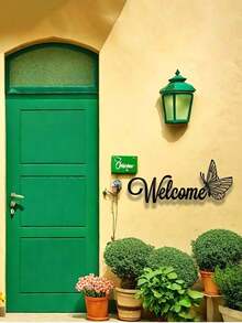 1pc 14.96 Inch Metal Wall Art Welcome Sign - Vertical Entryway Decor, Front Door Accent, Home Decor, Housewarming, Typography Design, Indoor Wall Hanging Living Room Or Porch - Đen C - Xem 5
