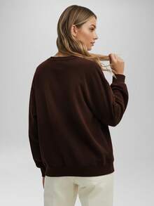 CZRLHYT Queen Fleece Sherpa Lined Sweatshirts For Women 2025 Fall Fashion Winter Crewneck Pullover Hoodies Outfits Clothes - Brown - View 4