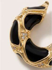 Effortless French Girl Jewelry: Vintage Gold Hoop Earrings For Women - Fall & Winter Staple, Chunky Hoop Set, Old Money Aesthetic Everyday Earrings (Clean Girl Core, Gift Idea) - Black - View 9