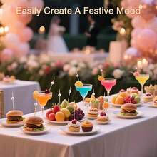 10/50/100pcs Fruit Salad Decoration Bamboo Skewers, Synthetic White Pearl Decor Bamboo Skewers For Fruit, Cake, Dessert Plating, Party Elegant Fruit Forks For Cocktail Party, Outdoor BBQ Party And Wedding Cake & Dessert - White - View 6