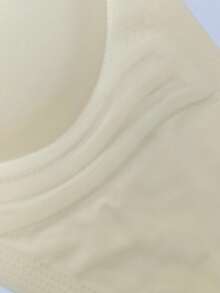 加大码柔软支撑无钢圈文胸，无缝蕾丝拼接文胸（女士款） - 香檳色 - 查看 4