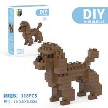 1pc Cartoon Building Blocks Mini Multi-Style Choice Animal Dog Dachshund / Labrador / Schnauzer / Shiba Inu / Poodle Teddy Pet Dog Companion DIY Assembly Educational Building Block Set Home Decor Birthday Gift - 彩色 - 查看 17