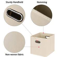 Black Foldable Storage Cubes Bins , Fabric Storage Box Cubes Organizer Baskets With Dual Handles For Home Organizer(Creamy-White) - Creamy-white - View 8