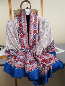 1pc 85*180CM Printed Scarf Women Outdoor Shawl Versatile Silk Scarf Windproof Long Scarf Fashion Headscarf Luxury Sun Protection Neck Wrap