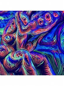 SparkLia Blacklight Lover Tapestry, Colorful Abstract Art Of Love Kiss UV Reactive Neon Tapestries, Woman Glow In The Dark Wall Hanging Home Décor For Bedroom - 51.2" X 59.1" - 1PC - 查看 5