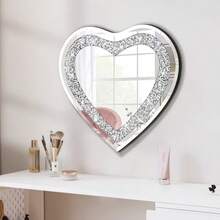 [1件] 11.81*11.81 英寸亚克力心形镜 - 不对称双面银色镜面，镶嵌水晶碎片，2毫米厚，多用途装饰，适用于家居、车库、卧室、酒店、酒吧、客厅、浴室和圣诞节等场所。 - 彩色 - 查看 13