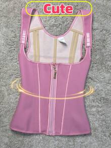 1 قطعة مشكل الخصر قابل للتعديل بسحاب مع شكل الجسم المضغوط مزدوج، حزام الخصر، للارتداء اليومي، تحت الفستان - وردي - مشاهدة 7