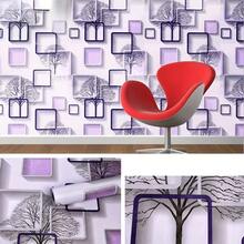 1 Roll Square Tree Self-Adhesive Wallpaper, Purple, Blue Modern 3D Wallpaper, I.E. Peel And Stick Wallpaper, Suitable For Living Room Bedroom TV Background Home Decoration Square Pattern Wallpaper Roll - Multicolor - View 4