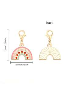 10pcs/Set Random Valentine's Day Theme Red & Pink Heart Keychains Set, Includes Heart & Bouquet Shaped Alloy Pendants, Unique Design, Surprise Gift. Elegant Gift Suitable For Holidays, Birthdays, And Parties. - Multicolor - View 9