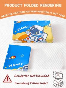 2/3PCS Children's Cartoon Astronaut Themed Bedding Set 100% Polyester (1AB Double-Sided Duvet + 2 Single-Sided Pillowcases)3D Printed Cartoon Suitable For Decorating Children's Bedrooms, Kindergarten Nap Rooms, Or Boys' Rooms, It Can Be Used As A Birthday Or Holiday Gift. Size 90 * 200/135 * 200/140 * 210 Comes With One Pillowcase (Excluding Padding) - Multicolor - View 4