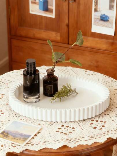 1 szt. Okrągła dekoracyjna taca do przechowywania, dekoracyjna taca na stolik kawowy, okrągła taca do serwowania, dekoracyjna taca na stół, dekoracyjna taca, dekoracyjna taca środkowa