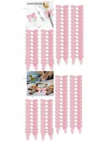 100/50/20pcs Pink Twist Bow Knot Pre-Tied Satin Bows, Suitable For Home Parties, Banquets, Weddings, Baby Showers, Tablecloth Decor, DIY Crafts, Cake Gift Bags, Birthday Gift Wrapping, Champagne Bottles, Wine Glasses, Holiday Party Decorations, Christmas Home Decor, Festive Dining Table Settings, Christmas Party Favors - Pink - View 9