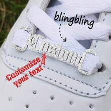 Custom Name Shoe Buckle With Bling, Personalized Shoe Buckle With Bling Accents, Custom Stainless Steel Nameplate, Perfect Gift For Boyfriend Or Family - Bạc - Xem 1