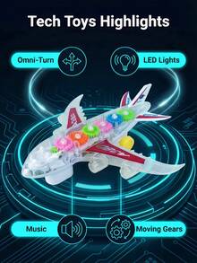 Combination Inertial Push-Pull Toy, Rotating Sound & Light Toy, Musical Toy, Transparent Gear Car, Children's Toy Car, Electric Musical Light, Universal Driving Car