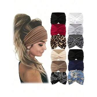 3/12pcs Bohemian Headband Set - Thick Elastic Non-Slip Headbands With Bow & Ring Design, Paisley & Striped Patterns, Soft Stretchy Hair Accessories, Suitable For Fitness, Running, Yoga, Gym - Multi-Color Options - Suitable For Women's Fitness & Casual Wear - Secure Fit, Multipurpose Headbands For Sp