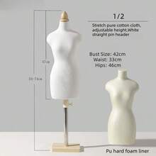 1个迷你缝纫服装模特道具，1/4、1/3、1/2比例，带可调节方形底座，适用于3D服装裁剪教学、学生时装设计