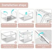 1pc Stackable & Foldable Storage Bin With Lids - Heavy-Duty Collapsible Organizer With Frame &, Space-Saving Design Home, Office, Bedroom, Living Room - Wine Glasses, S, Seasonal Decor - Dust-Resistant & Easy Access