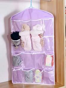 16口袋门后悬挂式收纳袋，透明口袋，可作鞋架使用，适用于卧室、客厅、衣柜等墙面，适合收纳小物件和衣物，带挂钩的可折叠悬挂式收纳袋 - 彩色 - 查看 7