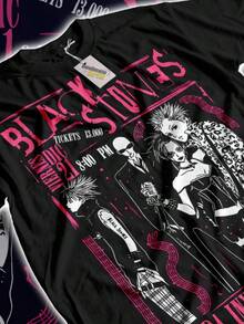 Nana Osaki-Shirt Black Stones Girl Kawaii Anime Manga Graphic Sweater Soft Tee - 黑色 - 查看 1