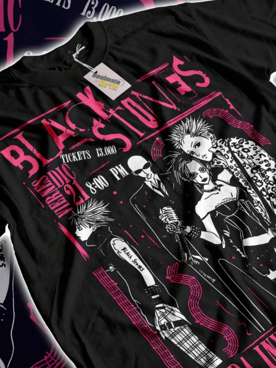 Nana Osaki-Shirt Black Stones Girl Kawaii Anime Manga Graphic Sweater Soft Tee - 黑色 - 查看 1