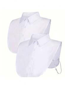 1 Peça Camisa Destacável com Listras para Mulheres, com Fivela na Frente e Amarração Ajustável, Adequada para Sobreposição ou Uso Independente, Peça de Sobreposição da Moda com Construção Elegante e de Alta Qualidade - Conjunto de 2 peças - Visão 2