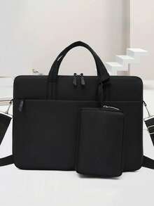 1pc 14-Inch Capacity Minimalist Multifunctional Laptop Shoulder Bag, Fits - Multicolor - View 4