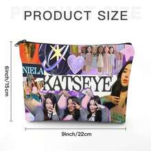 KPOP KATSEYE Makeup Bag - K-Pop Inspired Storage Bag With K-Pop Idol Photos, Women's Compact Travel Bag, Makeup, Travel, Daily Carrying, Makeup Bag, Kpop Theme Accessories, Durable Zipper Closure, Beauty Enthusiasts - 多色的 - 查看 7