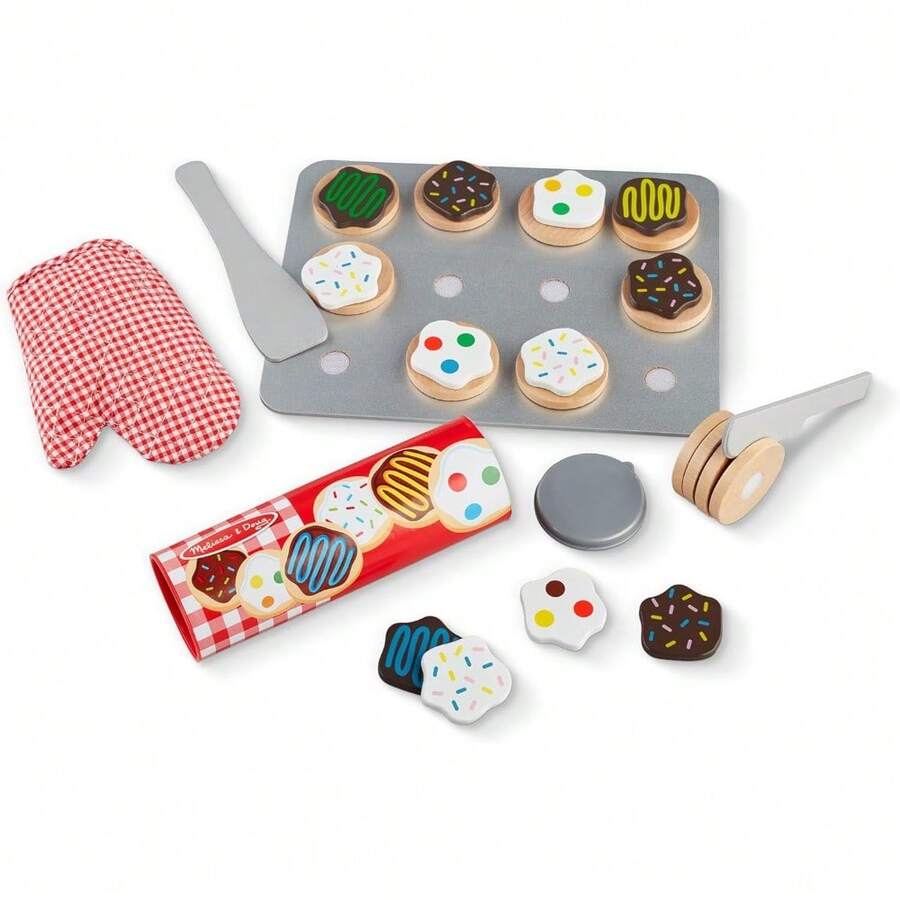JCH- and Doug Juego de Imitación Para Cortar y Hornear Galletas Alimentos de Juguete Juguete de Madera 29 Piezas - como en la foto - Ver 1
