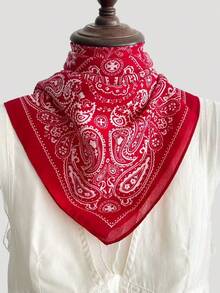 1pc 70x70CM Bandana Scarf, Cashew Flower Pattern, Versatile Head Wrap, Hair Tie, Neckerchief - Multicolor - View 6