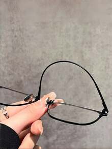 超轻纯钛合金男士眼镜框，可配镜片，大脸一体式金属钛合金镜框，大眼睛眼镜 - 槍色 - 查看 5