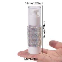 1Pc/2Pcs Bling Rhinestone Press-Type Portable Lotion Bottle/Spray Bottle, Refillable Vacuum Fine Mist Spray Bottle/ Travel Lotion Containers Vacuum Cosmetic Container Press Bottles For DIY Foundation, Gel, Essence, Lotion, Moisturiser - Multicolor - View 4