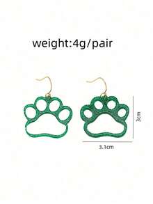 1 Pair New Cute Cat Paw Design Acrylic Novelty Earrings, Personalized Footprint Pattern, Suitable For Holiday And Daily Wear - 紅色 - 查看 3