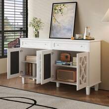 Sideboard With Covers, Covers With Covers, Side Panels And Crystal Frames - White - View 4