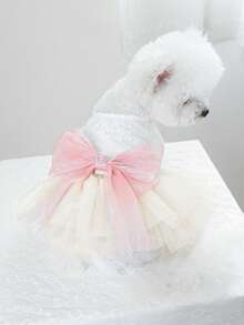 1 bộ quần áo thú cưng ngày Valentine, trang phục cho chó mèo nhỏ, chó con, chó Pomeranian, gấu bông, váy thời trang thường ngày dễ thương lãng mạn, bộ sưu tập váy cưới - trắng - Xem 1