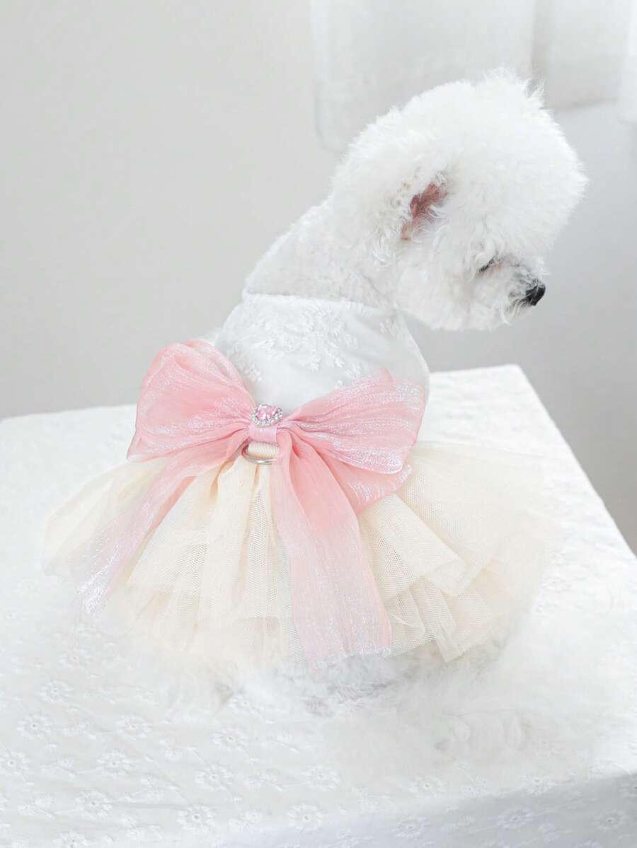 1 bộ quần áo thú cưng ngày Valentine, trang phục cho chó mèo nhỏ, chó con, chó Pomeranian, gấu bông, váy thời trang thường ngày dễ thương lãng mạn, bộ sưu tập váy cưới - trắng - Xem 1